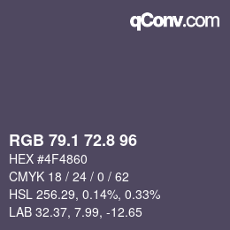 Color code: RGB 79.1 72.8 96 | qconv.com