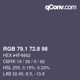 Color code: RGB 79.1 72.8 98 | qconv.com