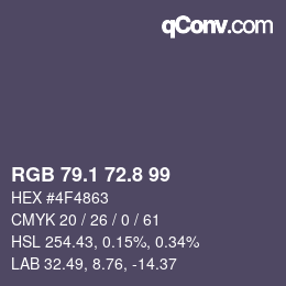 Color code: RGB 79.1 72.8 99 | qconv.com