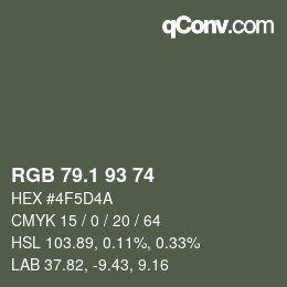 カラーコード: RGB 79.1 93 74 | qconv.com
