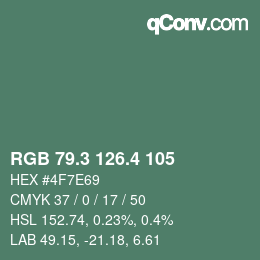 カラーコード: RGB 79.3 126.4 105 | qconv.com