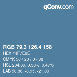 カラーコード: RGB 79.3 126.4 158 | qconv.com