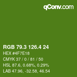 カラーコード: RGB 79.3 126.4 24 | qconv.com