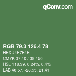 カラーコード: RGB 79.3 126.4 78 | qconv.com