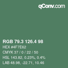 カラーコード: RGB 79.3 126.4 98 | qconv.com