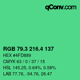 カラーコード: RGB 79.3 216.4 137 | qconv.com