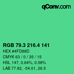 カラーコード: RGB 79.3 216.4 141 | qconv.com
