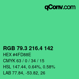 カラーコード: RGB 79.3 216.4 142 | qconv.com