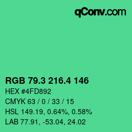 カラーコード: RGB 79.3 216.4 146 | qconv.com