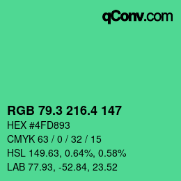 カラーコード: RGB 79.3 216.4 147 | qconv.com