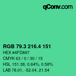 カラーコード: RGB 79.3 216.4 151 | qconv.com