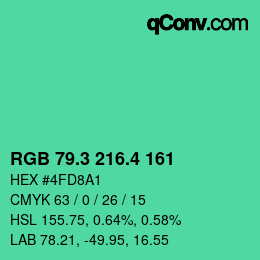 カラーコード: RGB 79.3 216.4 161 | qconv.com