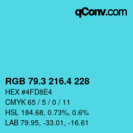カラーコード: RGB 79.3 216.4 228 | qconv.com