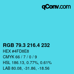 カラーコード: RGB 79.3 216.4 232 | qconv.com
