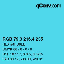 カラーコード: RGB 79.3 216.4 235 | qconv.com