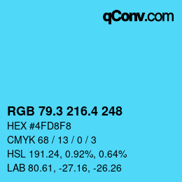 カラーコード: RGB 79.3 216.4 248 | qconv.com