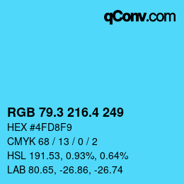 カラーコード: RGB 79.3 216.4 249 | qconv.com