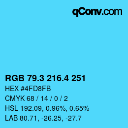 カラーコード: RGB 79.3 216.4 251 | qconv.com