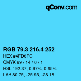 カラーコード: RGB 79.3 216.4 252 | qconv.com