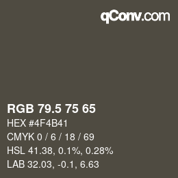 Color code: RGB 79.5 75 65 | qconv.com
