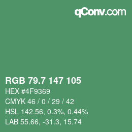 カラーコード: RGB 79.7 147 105 | qconv.com