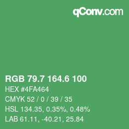 カラーコード: RGB 79.7 164.6 100 | qconv.com