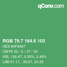 カラーコード: RGB 79.7 164.6 103 | qconv.com