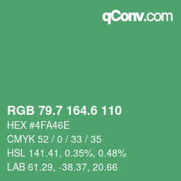 カラーコード: RGB 79.7 164.6 110 | qconv.com