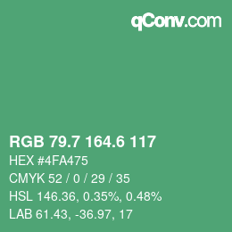 カラーコード: RGB 79.7 164.6 117 | qconv.com