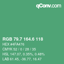 カラーコード: RGB 79.7 164.6 118 | qconv.com