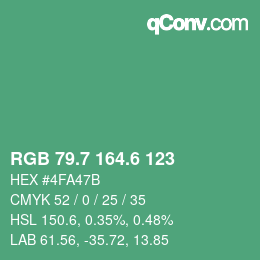 カラーコード: RGB 79.7 164.6 123 | qconv.com