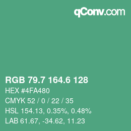 カラーコード: RGB 79.7 164.6 128 | qconv.com