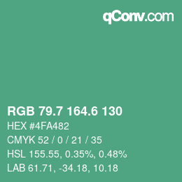 カラーコード: RGB 79.7 164.6 130 | qconv.com