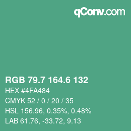 カラーコード: RGB 79.7 164.6 132 | qconv.com