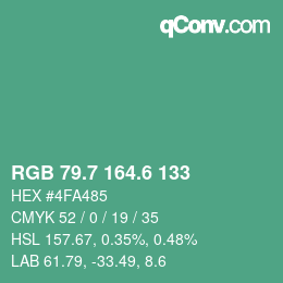 カラーコード: RGB 79.7 164.6 133 | qconv.com