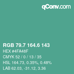 カラーコード: RGB 79.7 164.6 143 | qconv.com