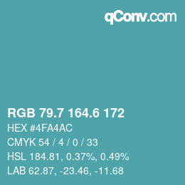 カラーコード: RGB 79.7 164.6 172 | qconv.com