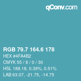 カラーコード: RGB 79.7 164.6 178 | qconv.com