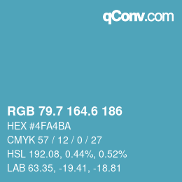 カラーコード: RGB 79.7 164.6 186 | qconv.com