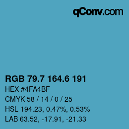 カラーコード: RGB 79.7 164.6 191 | qconv.com
