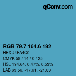 カラーコード: RGB 79.7 164.6 192 | qconv.com