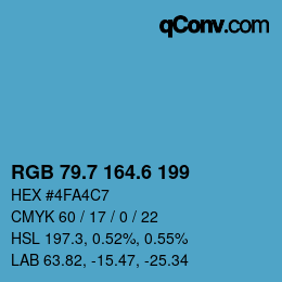 カラーコード: RGB 79.7 164.6 199 | qconv.com