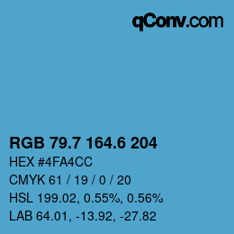 カラーコード: RGB 79.7 164.6 204 | qconv.com