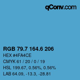 カラーコード: RGB 79.7 164.6 206 | qconv.com