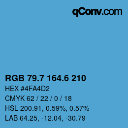 カラーコード: RGB 79.7 164.6 210 | qconv.com