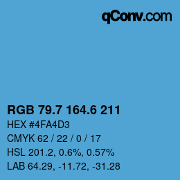 カラーコード: RGB 79.7 164.6 211 | qconv.com