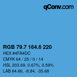 カラーコード: RGB 79.7 164.6 220 | qconv.com