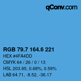 カラーコード: RGB 79.7 164.6 221 | qconv.com