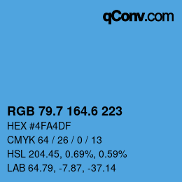カラーコード: RGB 79.7 164.6 223 | qconv.com