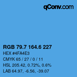 カラーコード: RGB 79.7 164.6 227 | qconv.com
